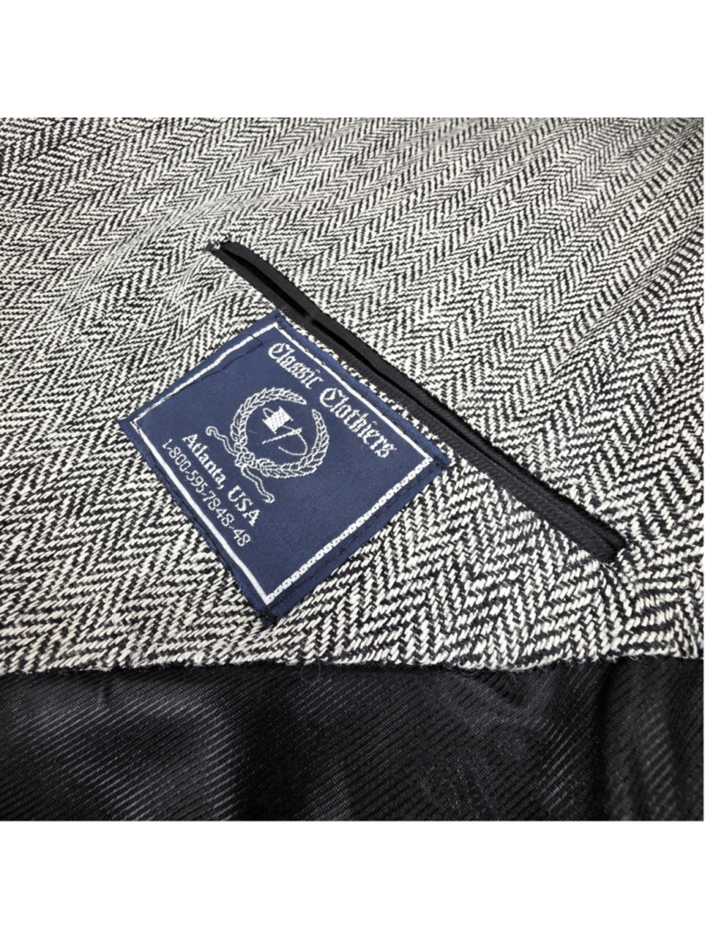 Classic Clothiers 48R 100% Silk Herringbone Sport Coat Gray Made USA NWT - Picture 7 of 15